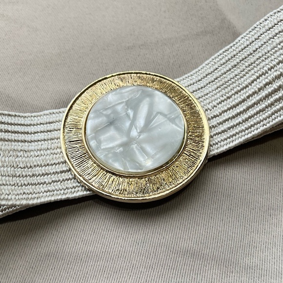 Vintage Kandell & Marcus White Enamel Swirl Stretch Belt